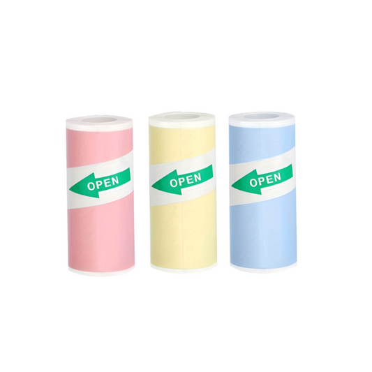 Set 3 role de hârtie termică colorată - Autoadezivă, 57 x 26 mm