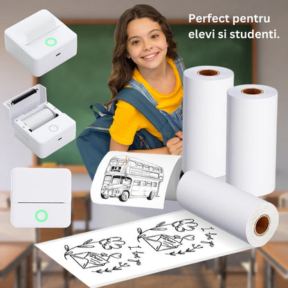 Mini imprimanta portabila MX1, ALB - Pachet BASIC
